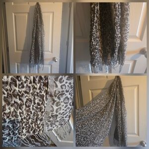 New Leopard fringed long wide wrap scarf